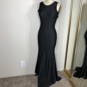 Black Low Back Slinky Dress Cover Up